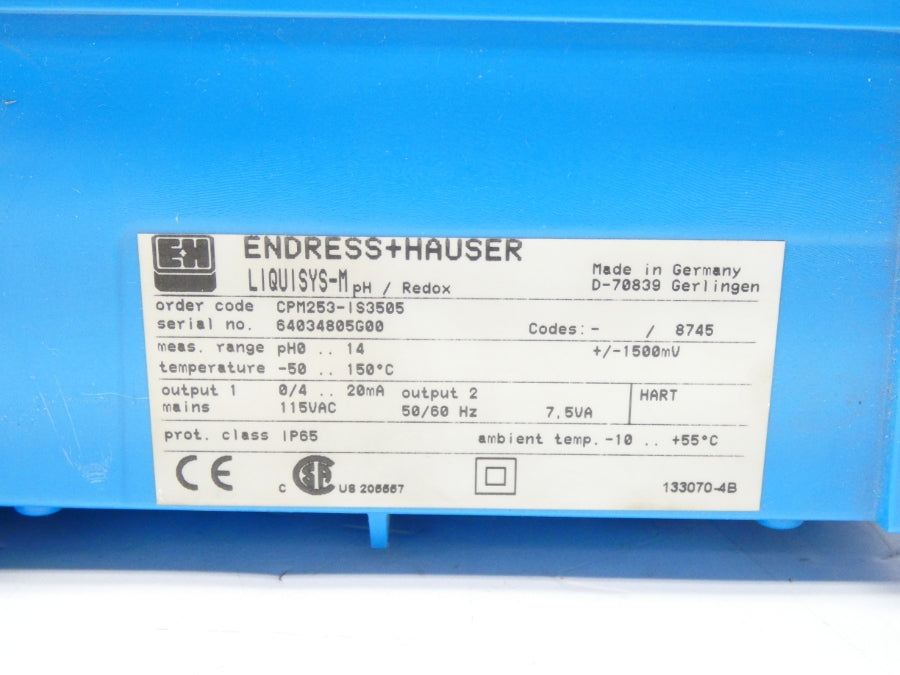 ENDRESS+HAUSER LIQUISYS-M CPM253-IS3505 115VAC -50-150C NSNP