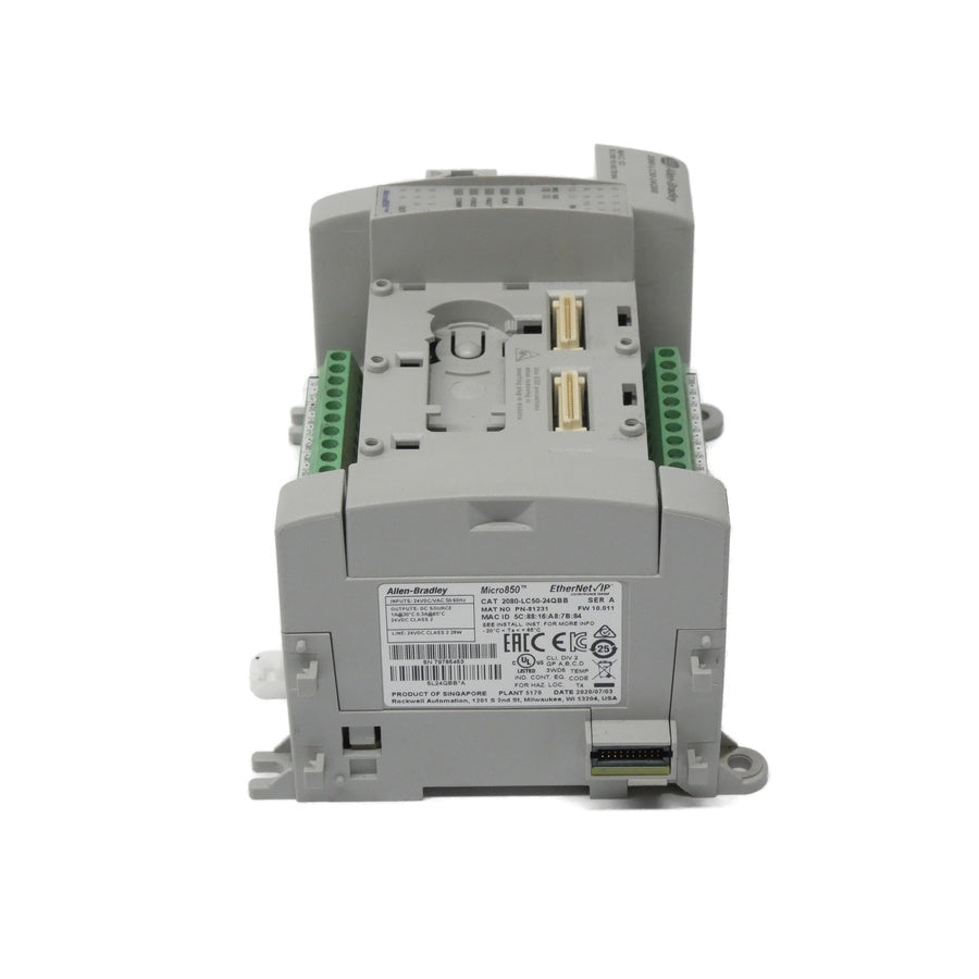 ALLEN BRADLEY 2080-LC50-24QBB SER. A F/W 10.011 24VDC/VAC 1A (NO COVER) UNMP