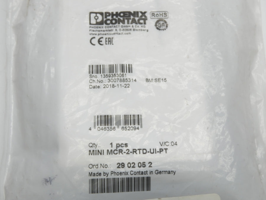 PHOENIX CONTACT MINIMCR-2-RTD-UI-PT 2902052 9.6-30VDC NSMP