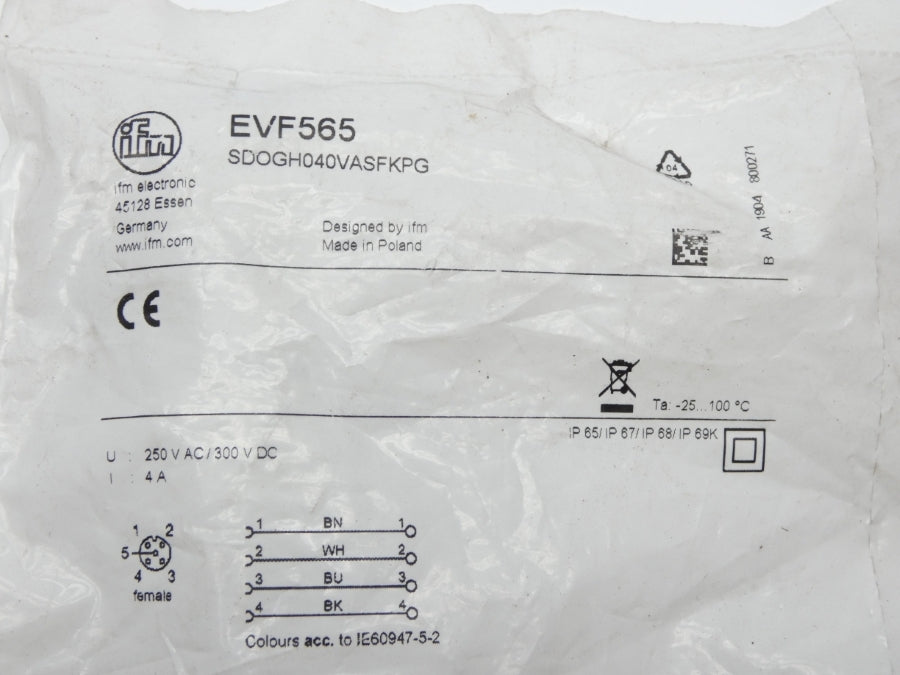 IFM EFECTOR SDOGH040VASFKPG EVF565 300VDC 4A NSMP