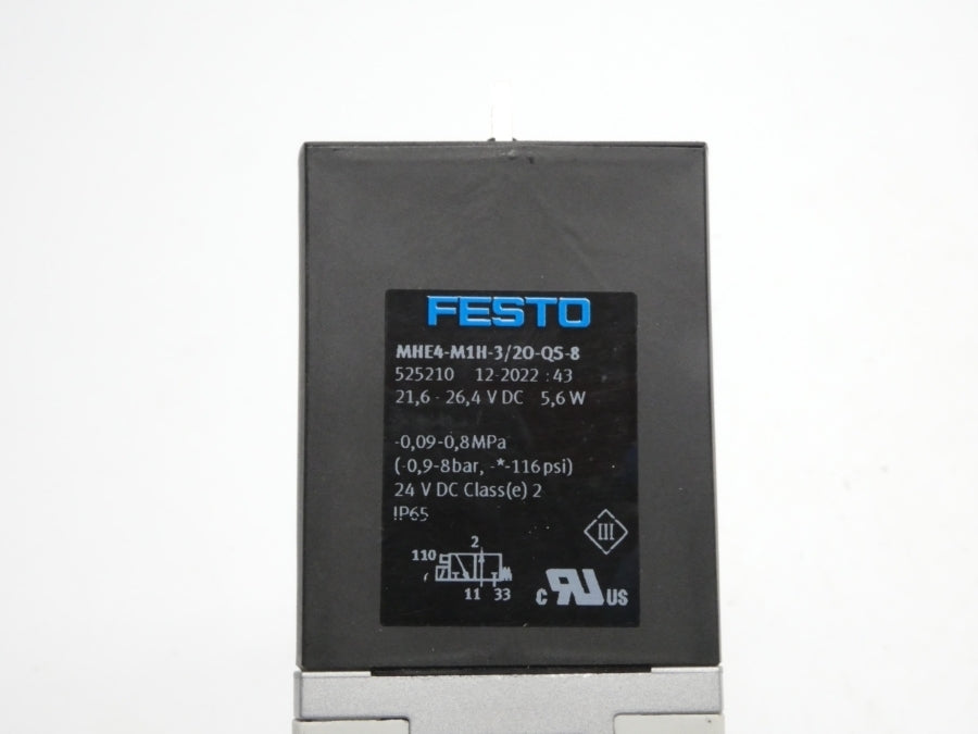 FESTO MHE4-M1H-3/20-QS-8 525210 21.6-26.4VDC 116PSI NSNP