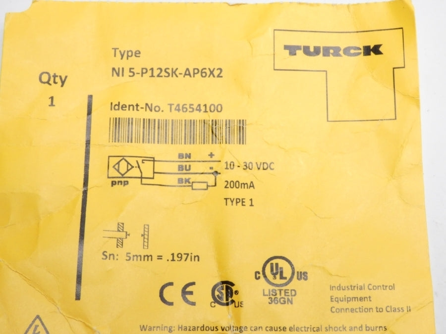 TURCK NI5-P12SK-AP6X2 T4654100 10-30VDC NSNP