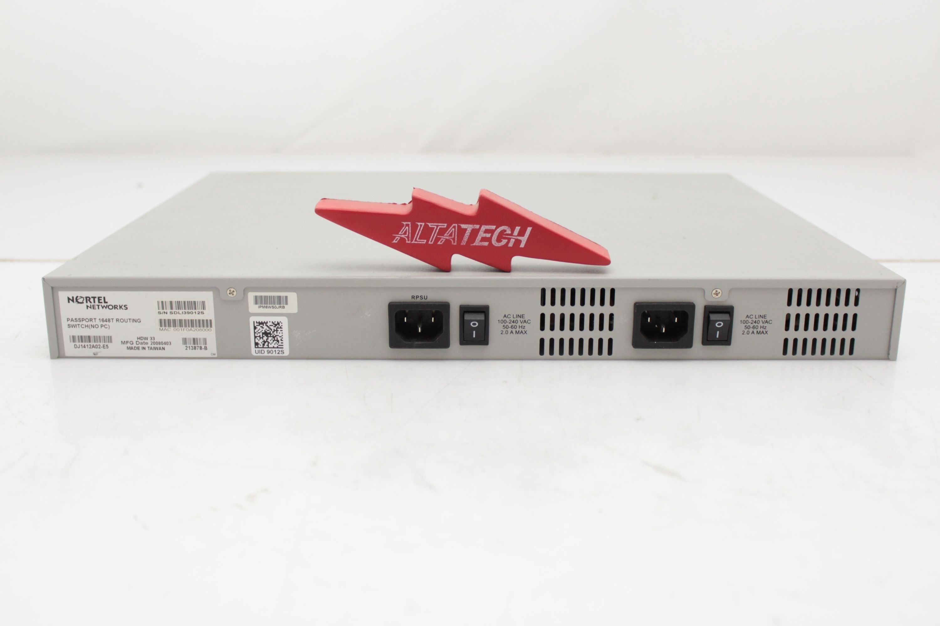 Nortel DJ1412A02-E5 PassPort 1648T Switch - Rear View | Alo Tech Solutions
