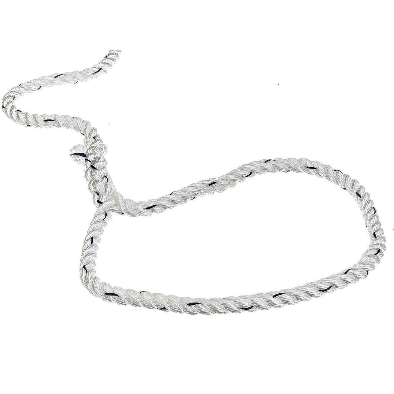 Seachoice 47521 Premium 3-Strand Twisted Nylon Dock Line, White w/ Blue Tracer, 3/8" x 20'