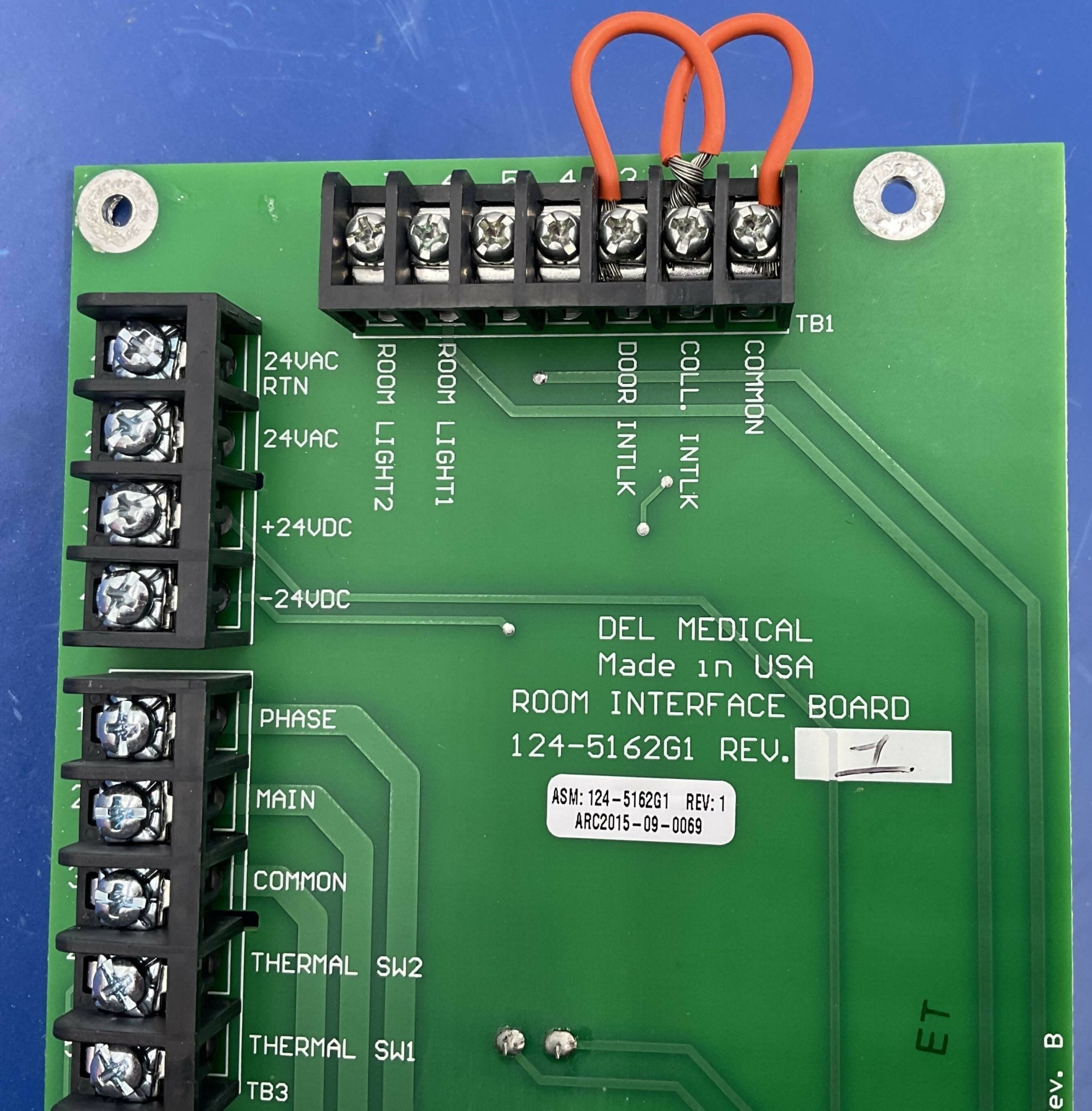 Room Interface Board (124-5162 G1 Rev 1 Del Medical