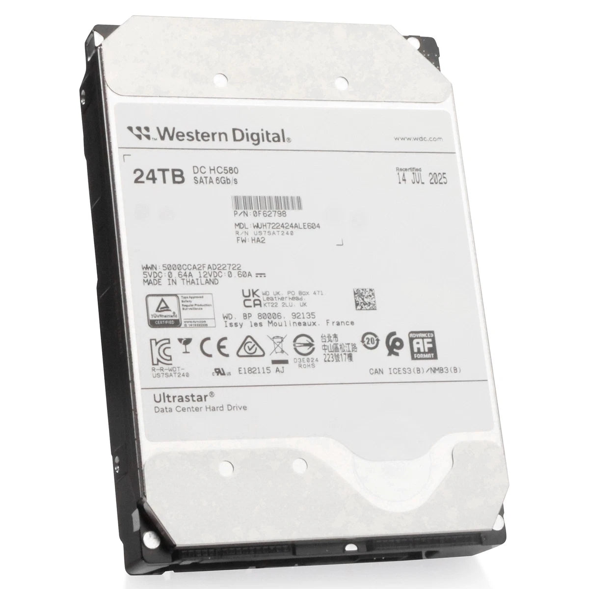 WD DC HC580 24TB WUH722424ALE604 0F62798 7.2K RPM SATA 6Gb/s 512e 3.5" HDD|306560691875