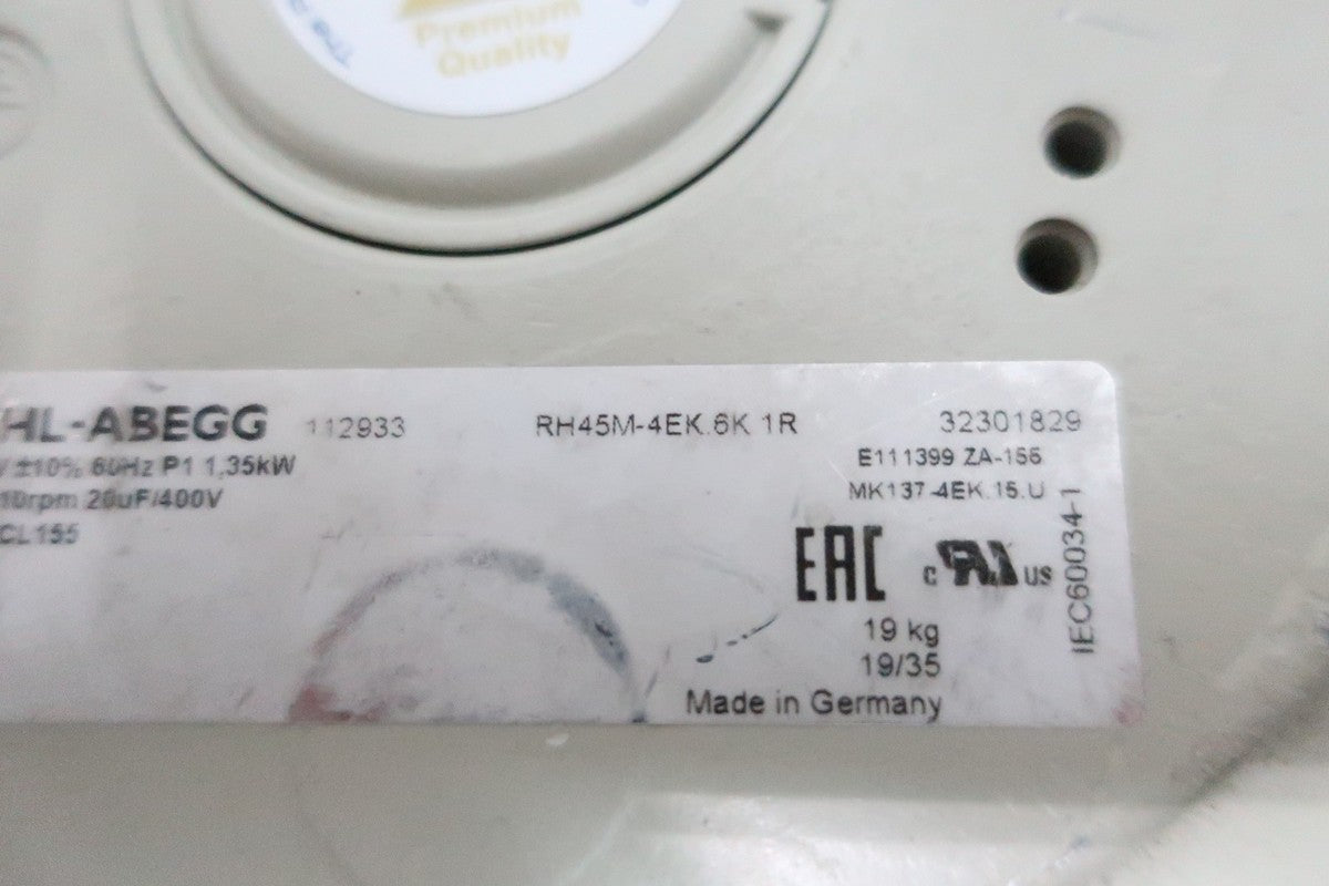 Ziehl-abegg RH45M-4EK.6K1R Centrifugal Fan 1510rpm 1.35kw 230v-ac|388210210184