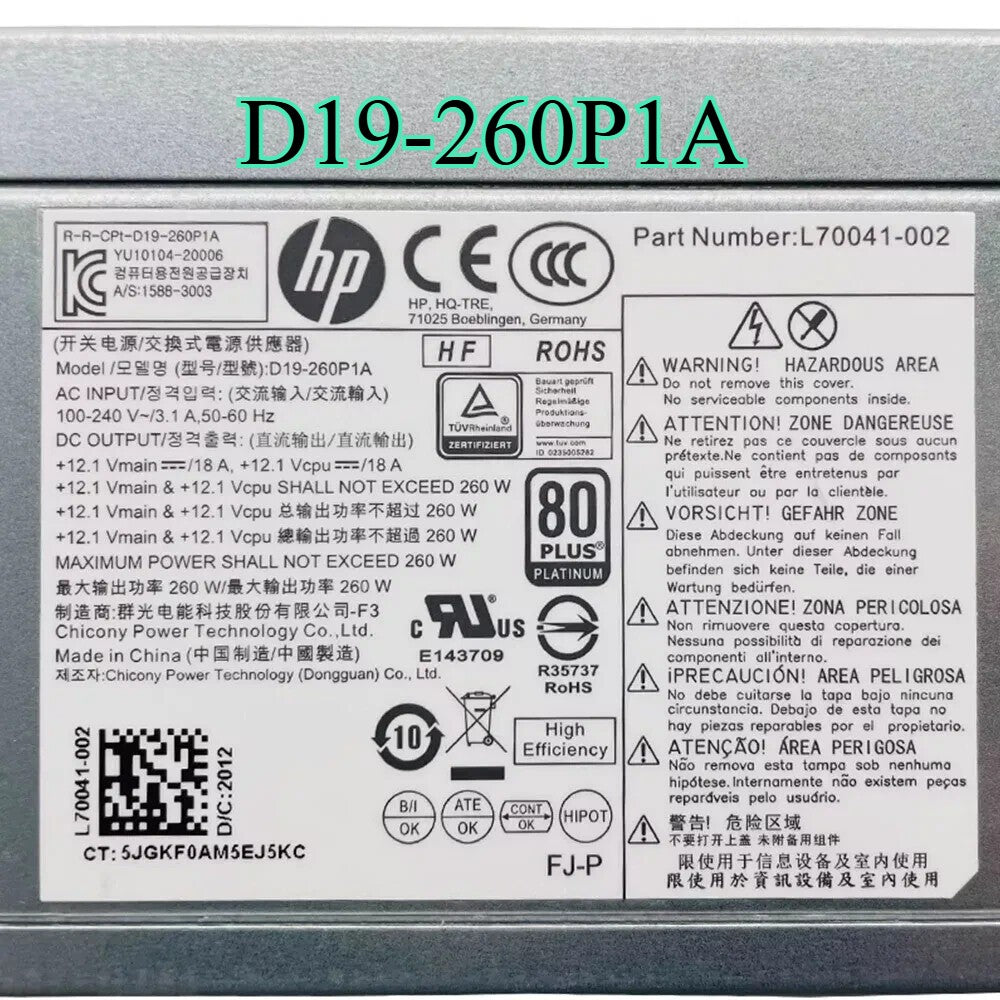 D19-260P1A FOR HP L70041-002 power supply PCH022 PA-2251-5 PCK018 D16-250P1A/P2A