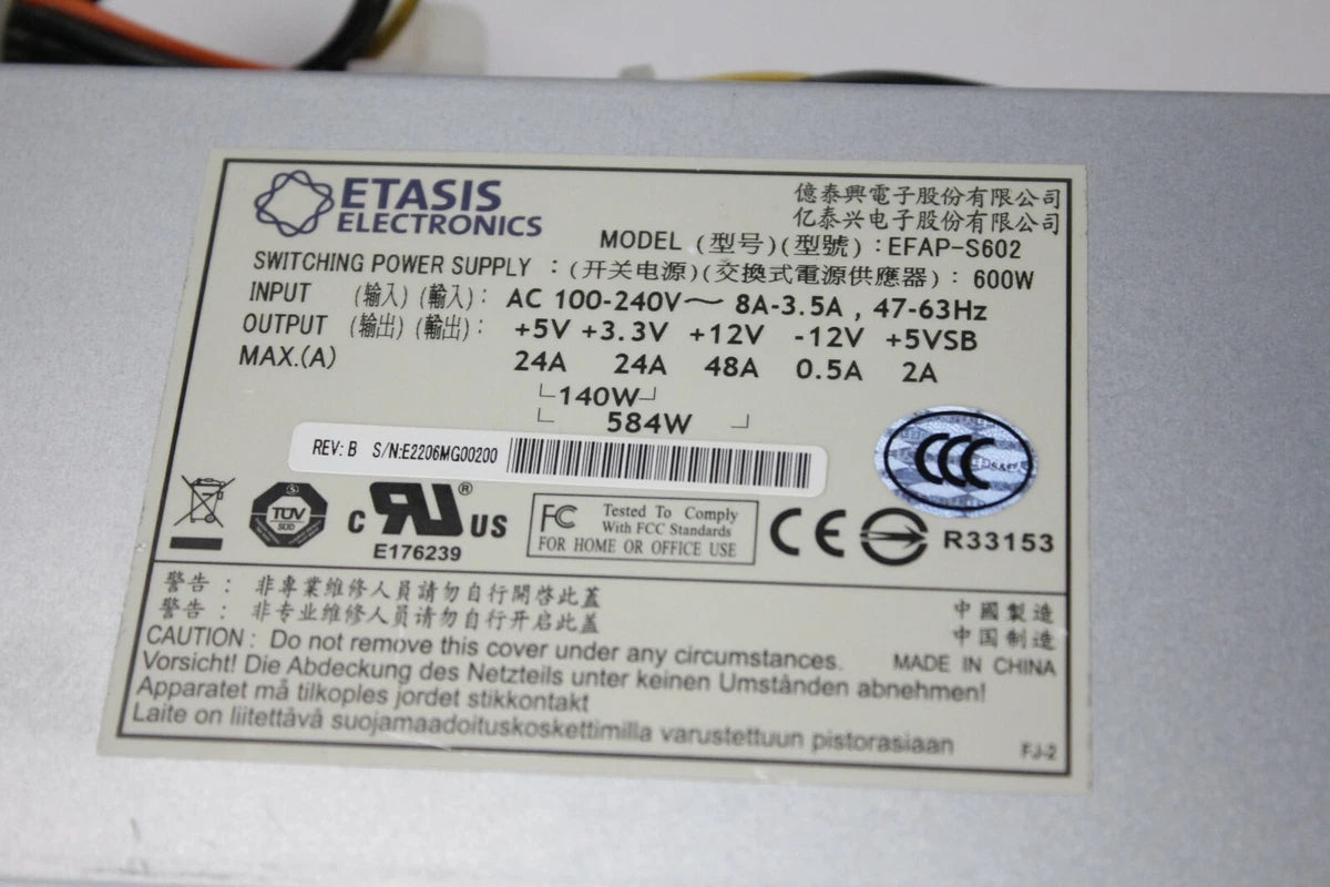 Etasis EFAP-S602 Power Supply 600W MAX POWER SUPPLY|234080522875