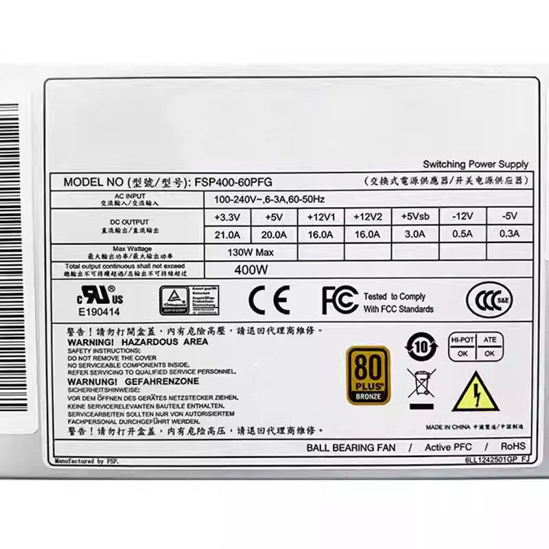 Power Supply 400W Industrial Computer for Advantech FSP400-60PFG