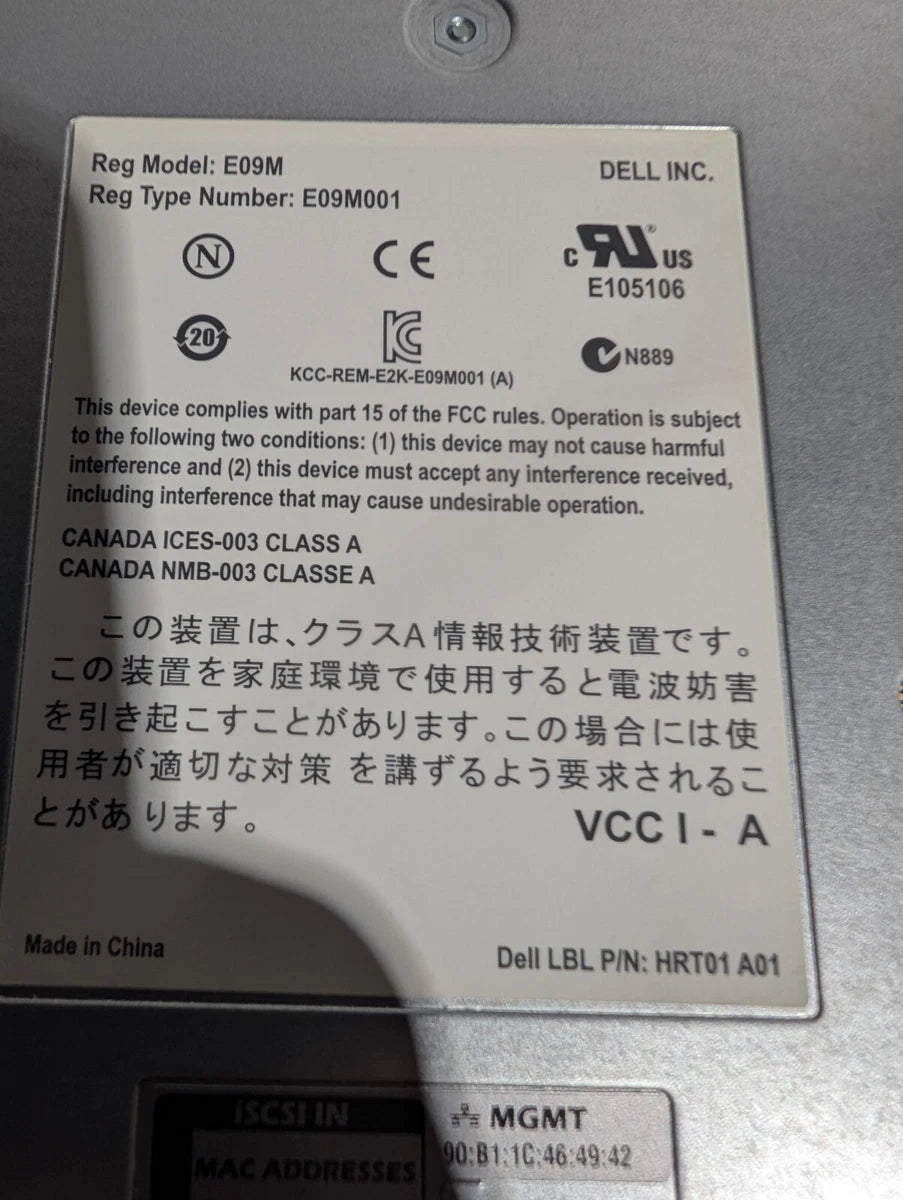 Dell CHWR1 EqualLogic 12 iSCSI 1g Controller Ps4100 HRT01 E09M/E09M001 #Y26|306086420030