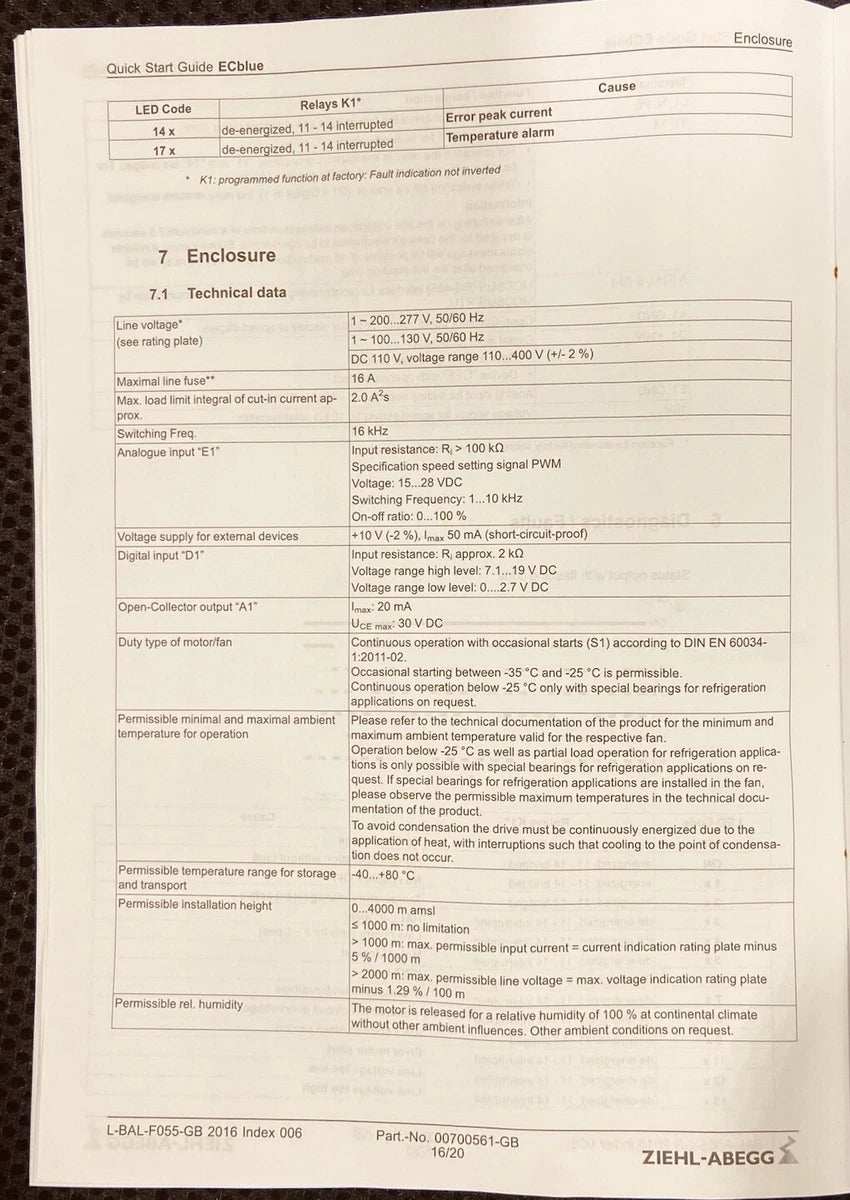 Ziehl-Abegg RH35V-6IK.BD.VR 110 V AC Centrifugal Fan 2500 CFM, Germany|256622247238