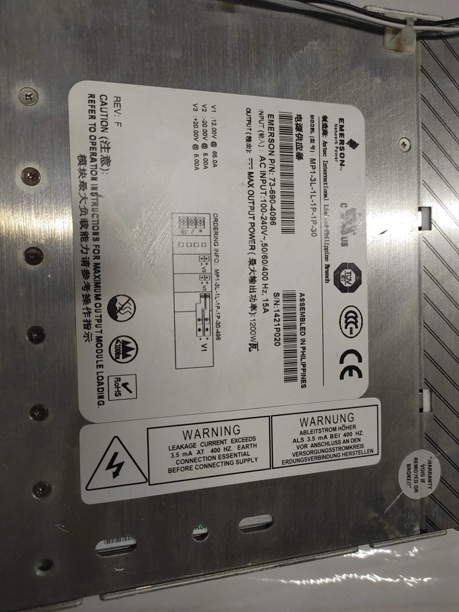 Emerson MVP SERIES MP1-3L-1L-1P-1P-30 P/N 73-690-4096 1200W Power Supply |156486016501