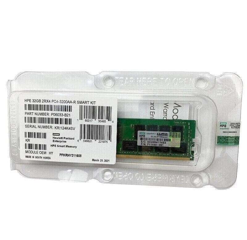 NEW HPE P06033-B21 P11444-091 32GB 2Rx4 DDR4 PC4-3200 ECC RDIMM Server Memory
