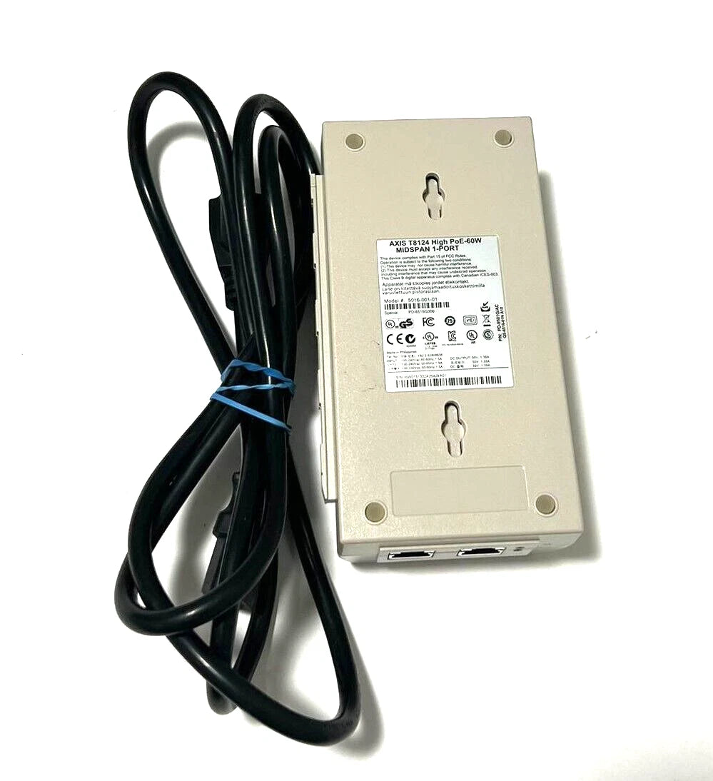 Axis Communications T8124 High POE Midspan 1 PORT Model 5016-001-01|155465291296