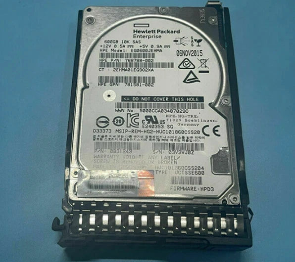 781516-B21 HP 600GB 12G SAS 10K SFF 2.5" SC HDD 781577-001|145988930435