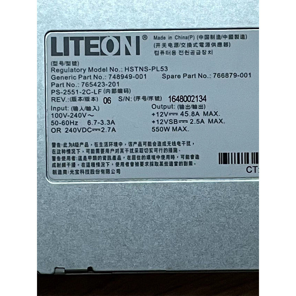 For HP DL160 Gen9 DL180 Gen9 550W Power Supply HSTNS-PL53 748949-001 766879-001|195319005191