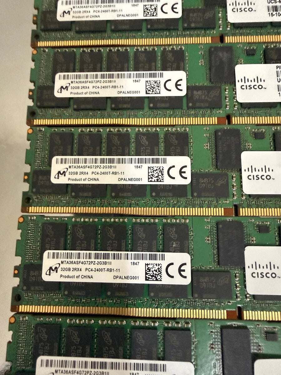 Lot 8x MICRON 32GB PC4-2400-T-R DDR4 REG ECC 2RX4 RDIMM MTA36ASF4G72PZ-2G3B1II