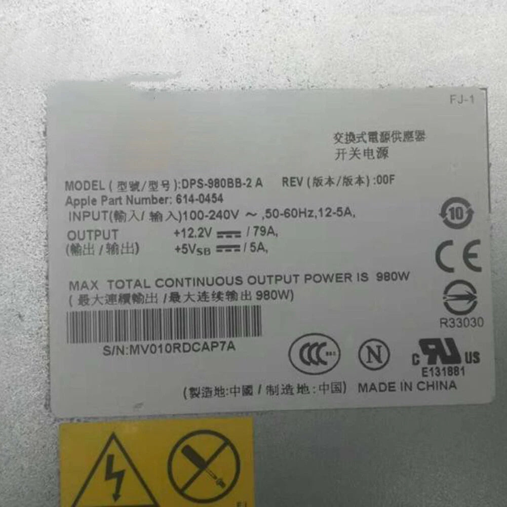 Power Supply For Mac Pro A1289 2009 2010 2012 5,1 & 4,1 614-0454 DPS-980BB-2-A
