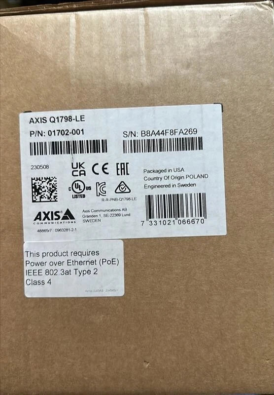AXIS Q1798-LE 10MP 4K Fixed Bullet IP Camera, 12-48mm Canon Lens 01702-001