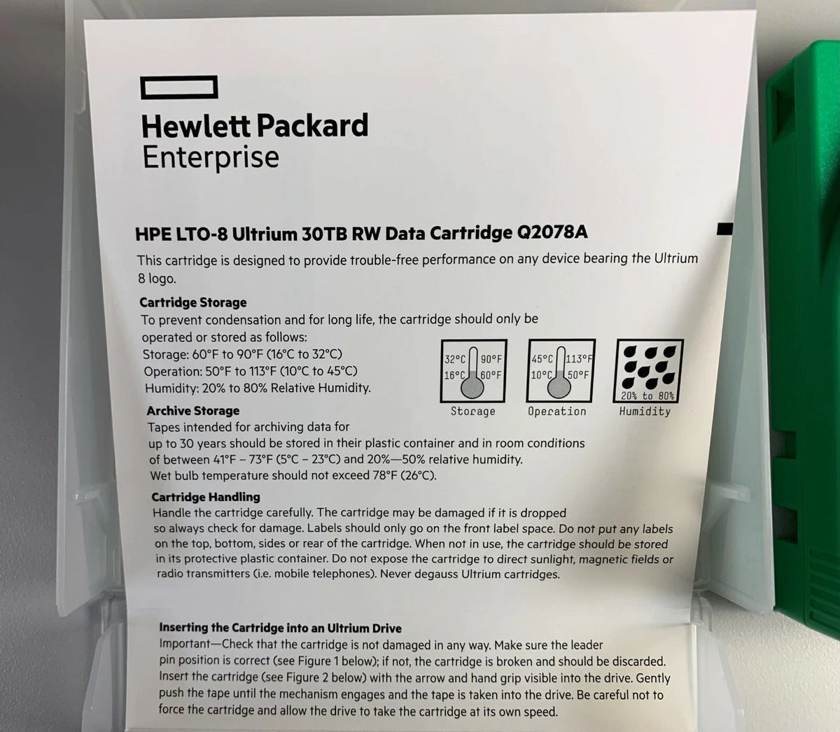 HP / HPE LTO-8 Cartridge # Q2078A Ultrium 30TB- Tape Drive Storage / Brand New