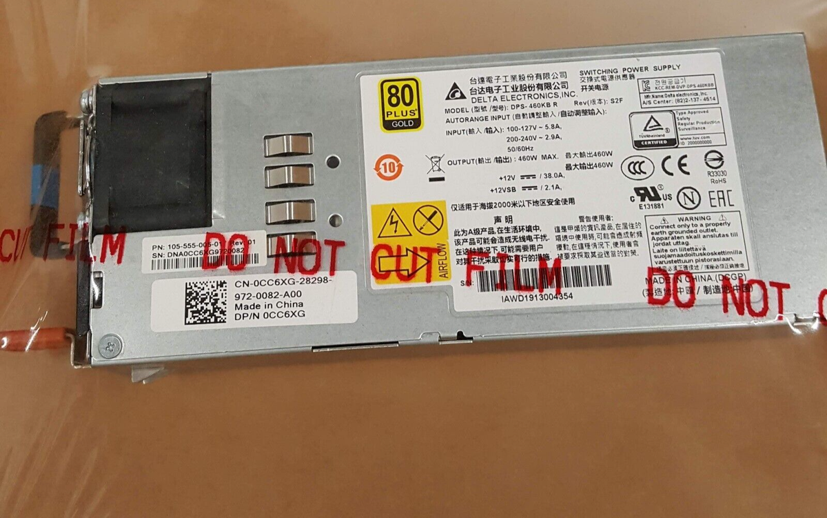 Dell 460W 80 Plus Gold Reverse Airflow (PS to I/O) PSU for S4048-ON CC6XG 0CC6XG|235245334266