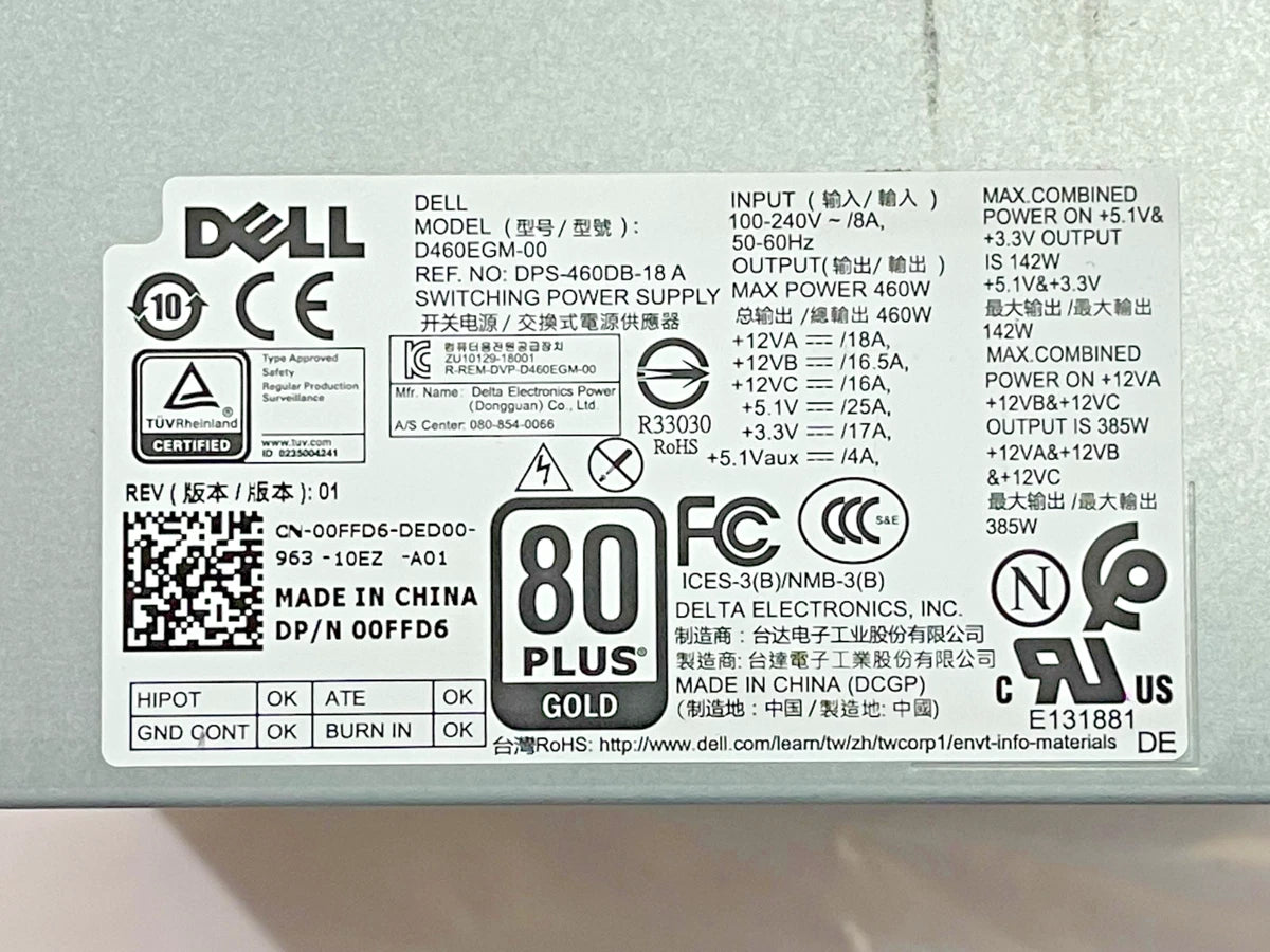 Dell Power Supply 80 Plus Gold D460EGM-00 ~ 00FFD6|336077102769