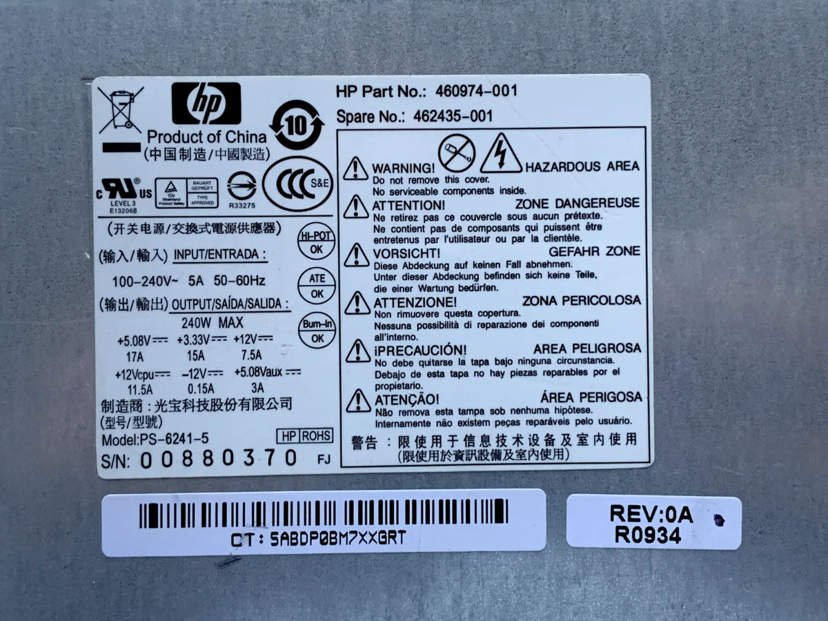 ✔️HP Power Supply 240W 460974-001|326424911876