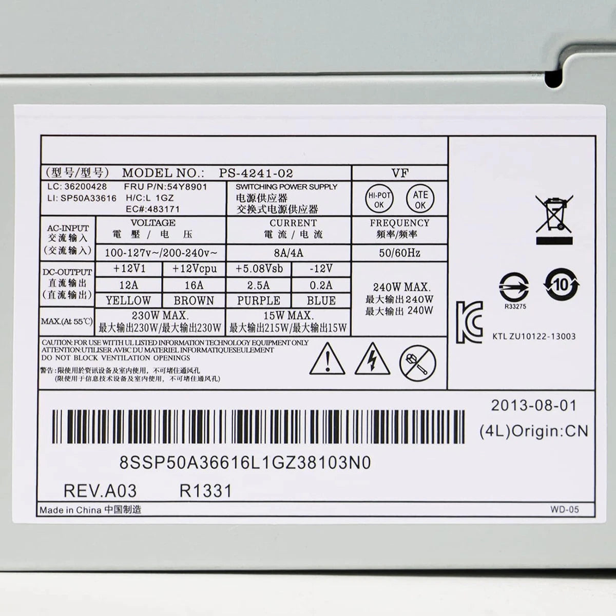 PS-4241-01 240W Power Supply Fit Lenovo Edge 92 93 Thinkstation E31 M73 M78|387669505512