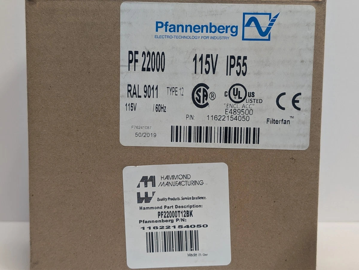 Lot of 2X Pfannenberg PF22000 115V Filter Fan Black IP55 PF2200T12BK 11622154050