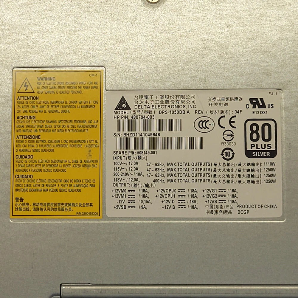 HP 1110W Watt Power Supply Unit for HP Z800 DPS-1050DB 508149-001 480794-003