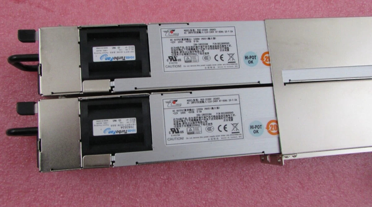 Zippy EMACS M1K2-5C01V4H 1200w 1U Redundant Server Power Supply w/ 2x Pwr Module