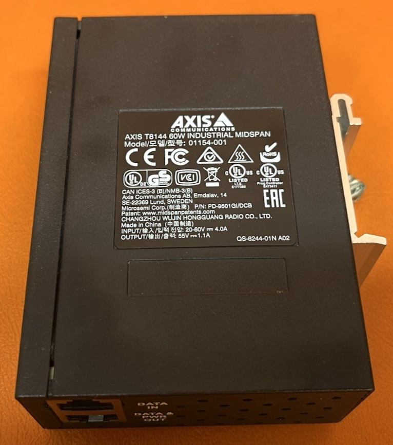 New Open Box Axis T8144 60W Industrial Midspan PoE Injector 20-60VDC 01154-001|306615625066