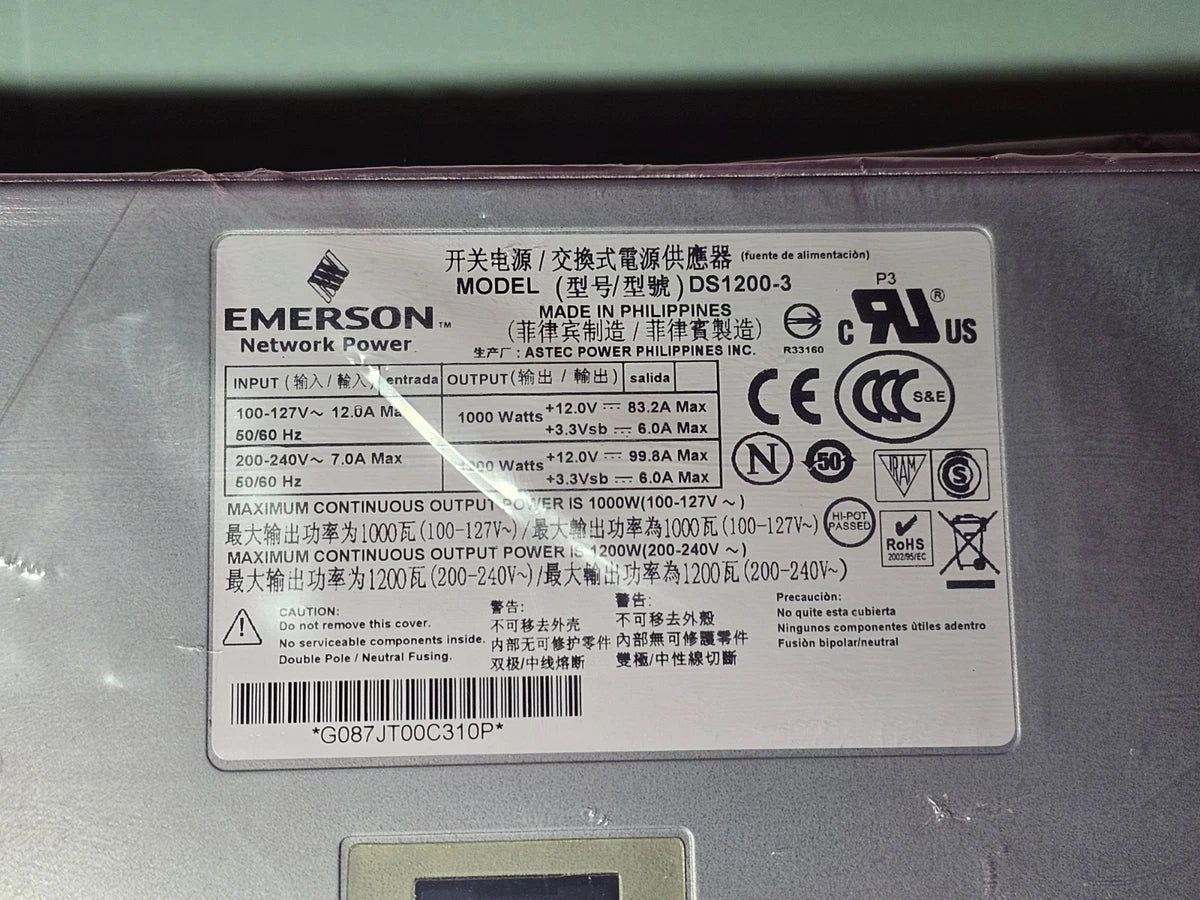 New Emerson DS1200-3 ASTEC POWER 100-240V 1200W Power Supply|388313302136
