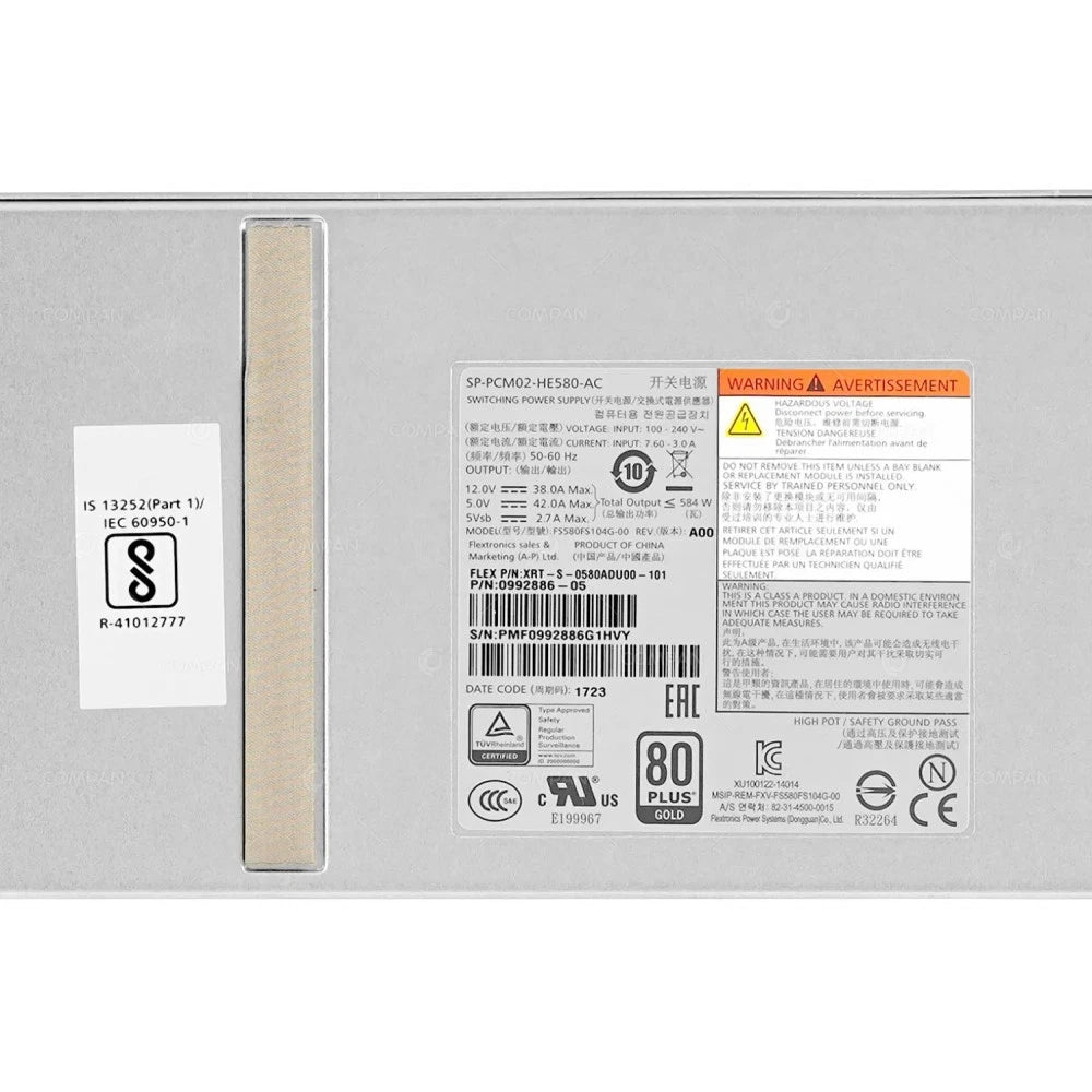 PURESTORAGE 0992886-05 Power Supply 584W SP-PCM02-HE580-AC / XRT-S-0580ADU00-101