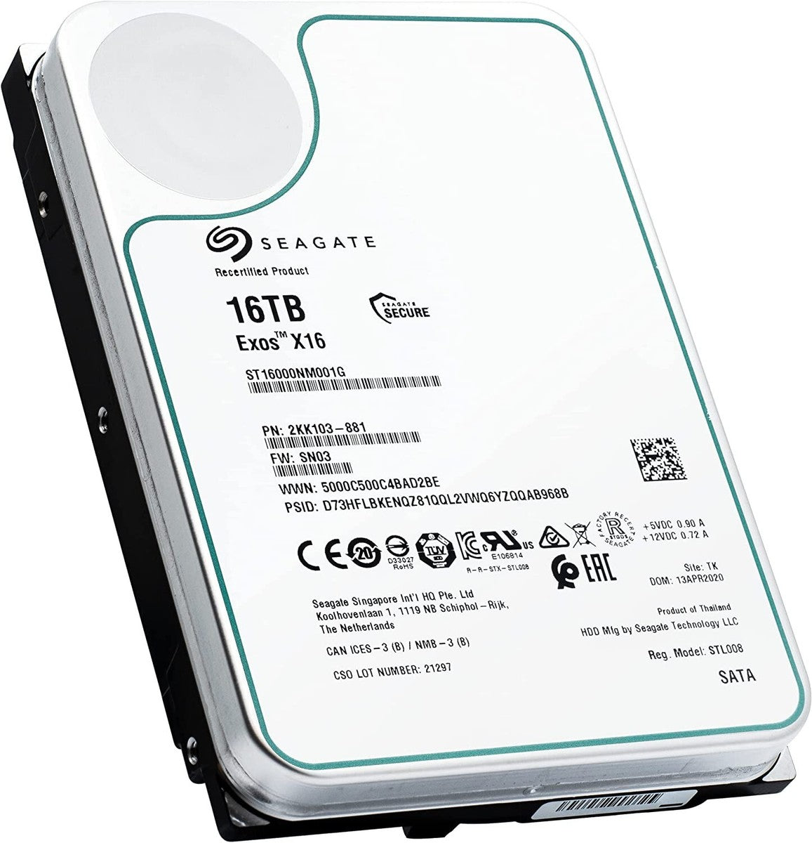 Seagate EXOS X16 ST16000NM001G 16TB 256MB 7200rpm 3.5" SATA 6Gb/s Enterprise HDD