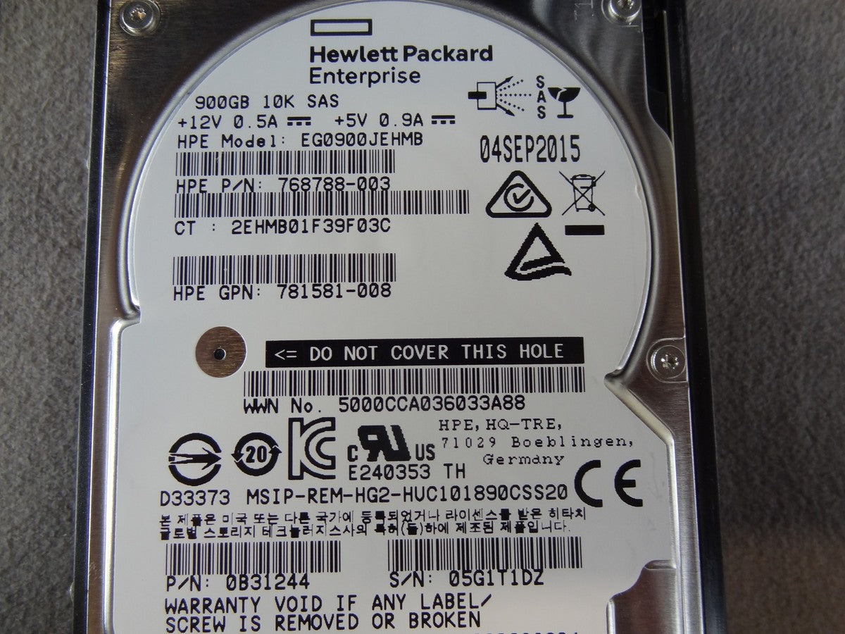 HP 787647-001 HPE MSA 900GB 12G SAS 10K SFF - J9F47A|177053144226