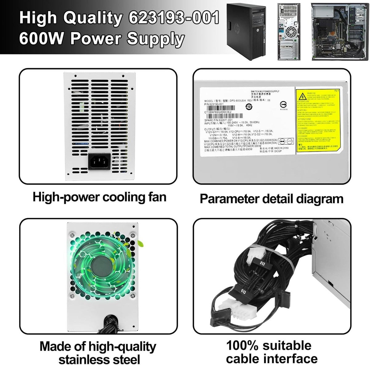 New DPS-600UB A 600W Power Supply For HP Z420 632911-001 623193-001 632911-003|396525334419