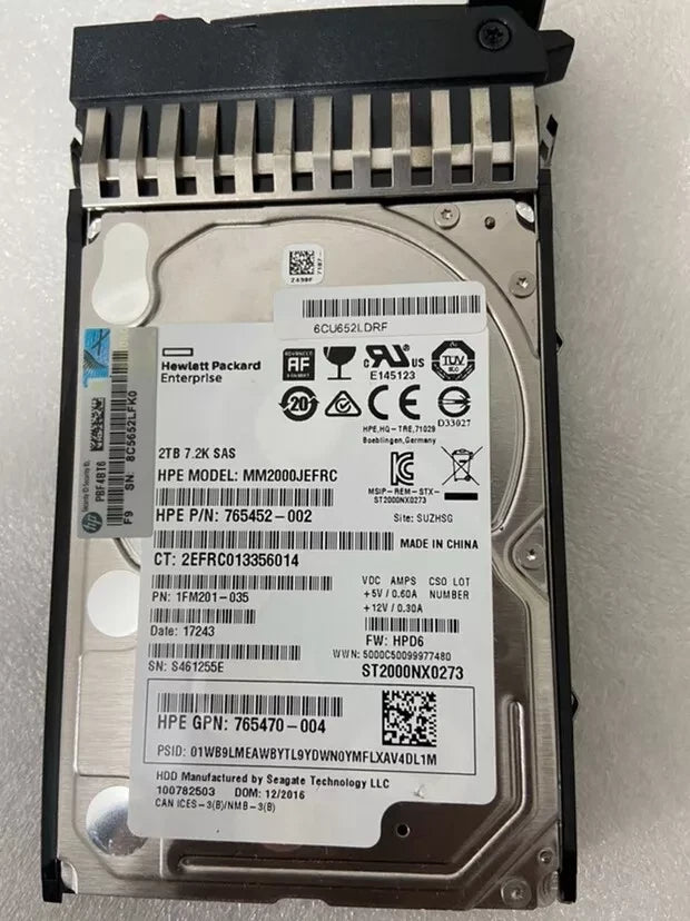 NEW HPE J9F51A 787653-001 HPE MSA 2TB 12G SAS 7.2K SFF 2.5" 512e HDD Hard Drive