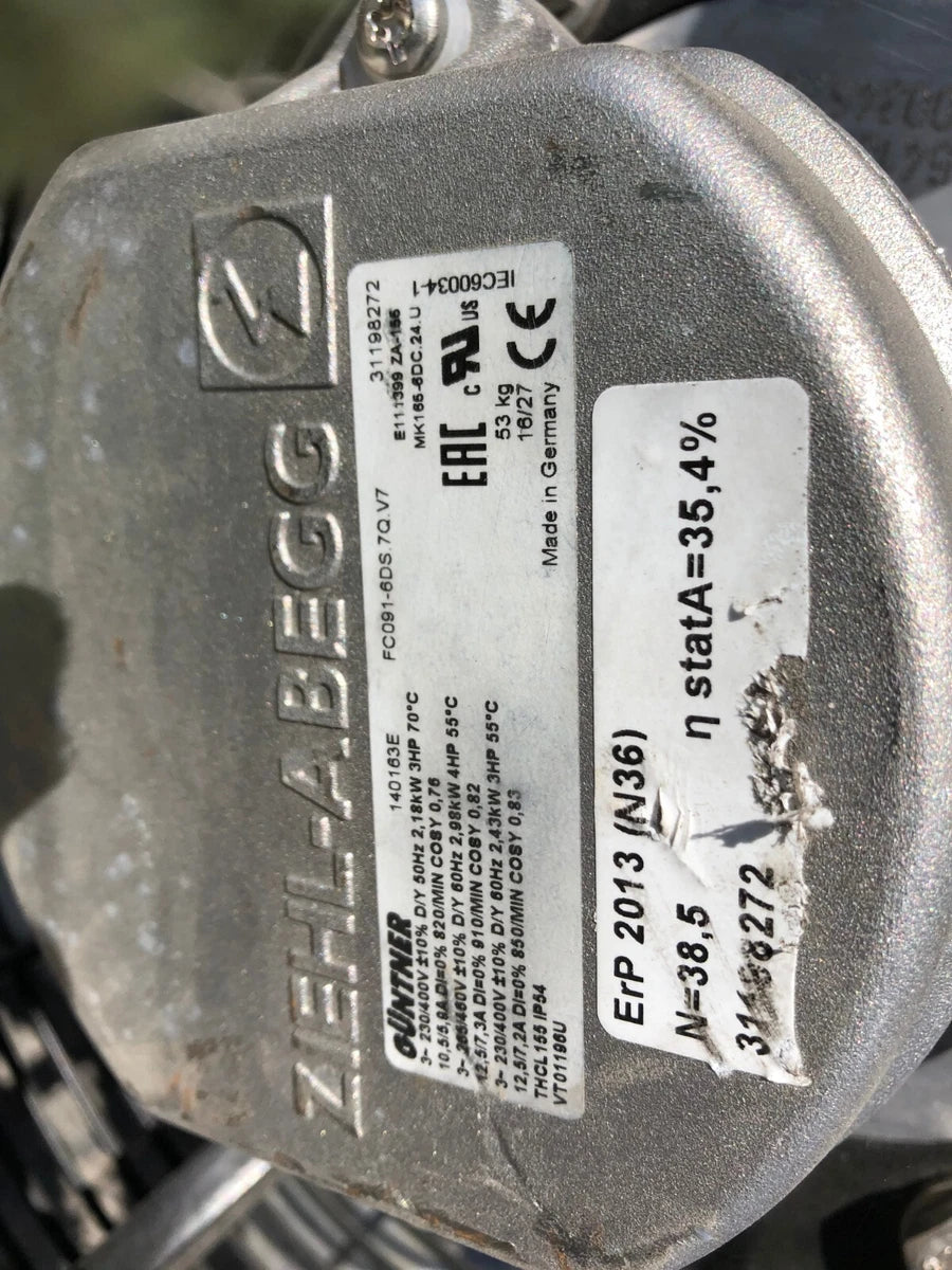 NEW ZIEHL-ABEGG FAN 3 PHASE 208 VOLT