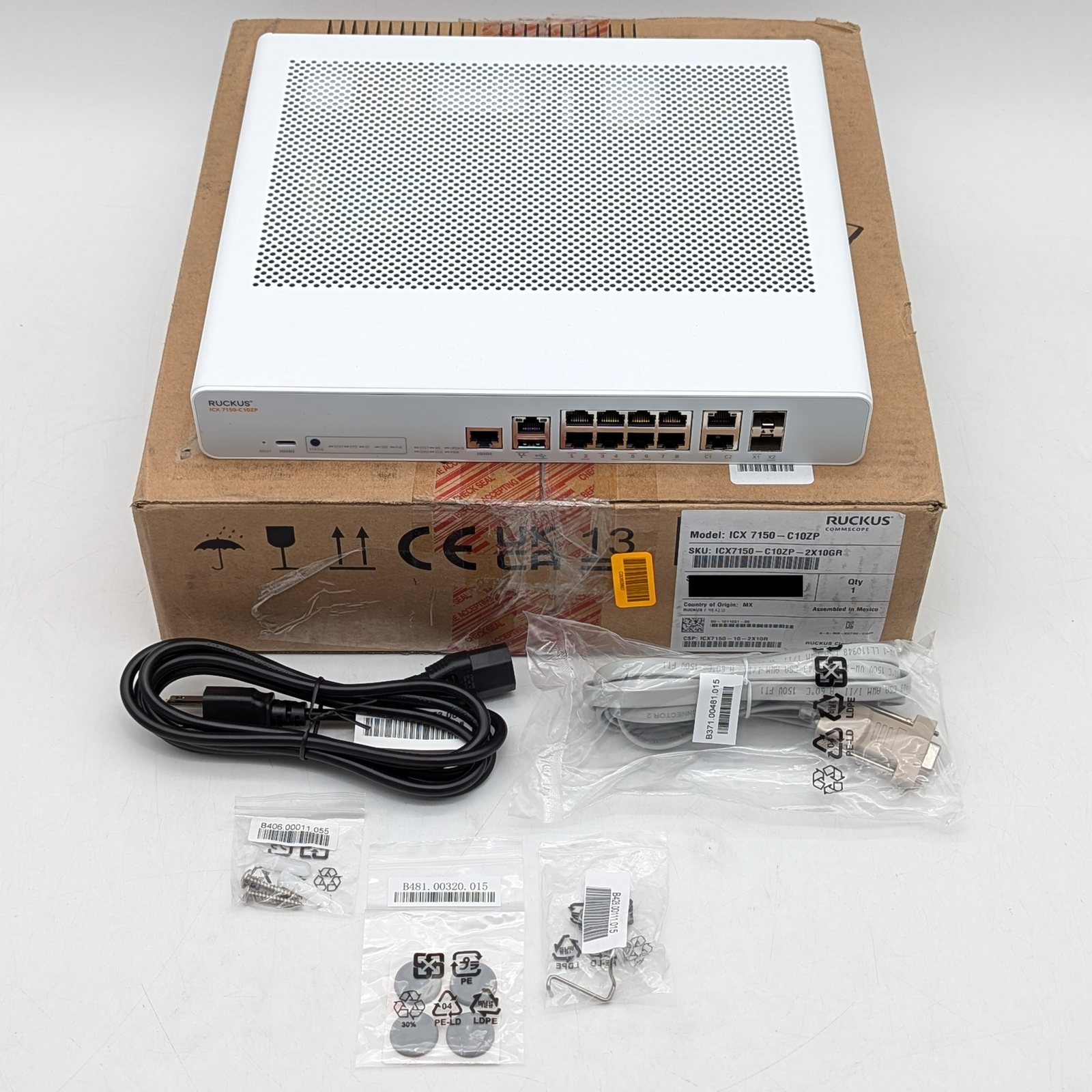 Ruckus Commscope ICX 7150-C10ZP 12-Port Managed Desktop Compact Switch - White