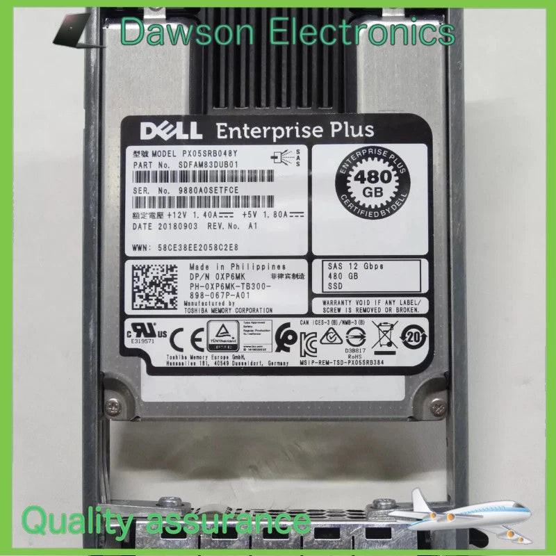 0JGXK2 JGXK2 Dell Toshiba PX05SRB048Y 480GB RI SAS 12Gb/s 2.5'' SSD Gen13 Tray
