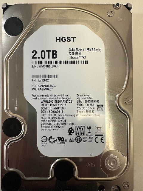 HGST 1W10002 - Ultrastar 7K2 2TB WD Enterprise USED|306582523256