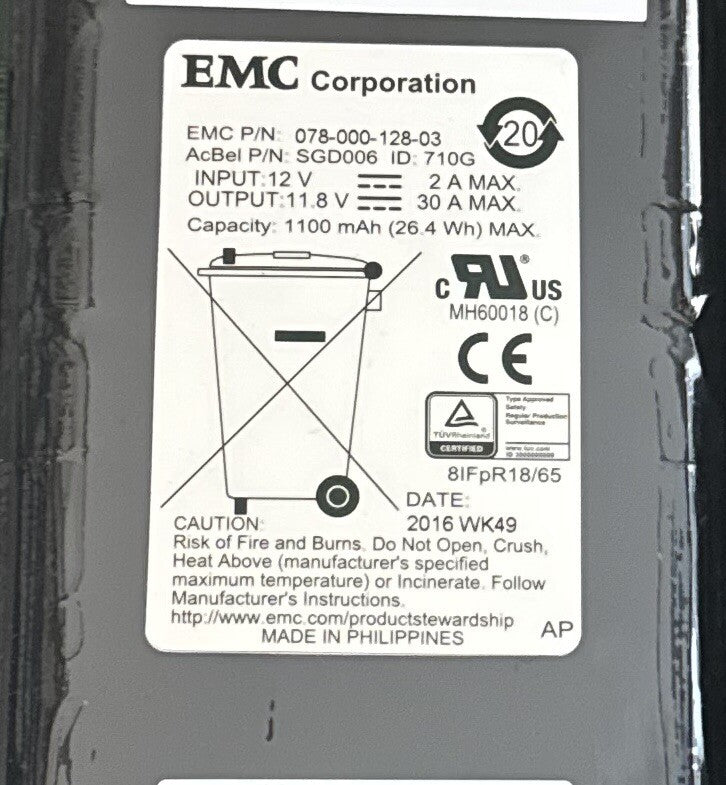 EMC Li-Ion BBU 078-000-128-03 Battery SGD006 710G Assembly 078-000-129-03|336376935061