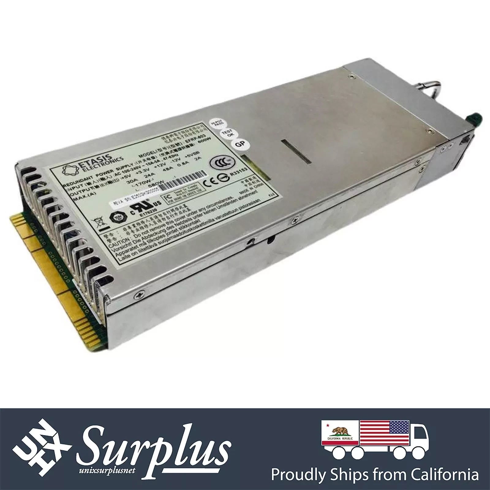 Etasis EFRP-603 600W PSU 100-240V AC Redundant Switching Hot Swap Power Supply|356495543093