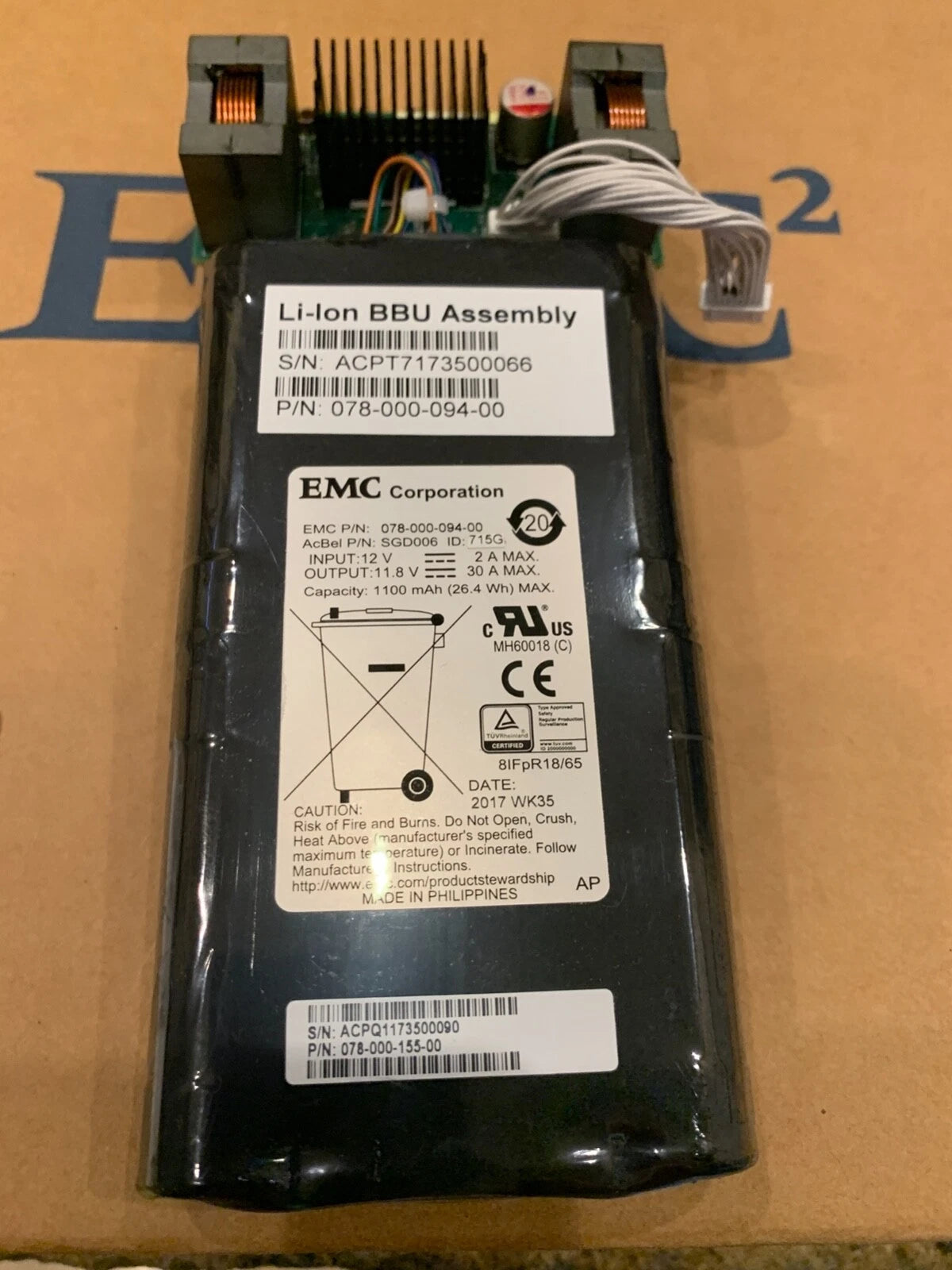 078-000-192-00, 078-000-155-00 EMC Unity 300/400/500 XT480F BBU Battery