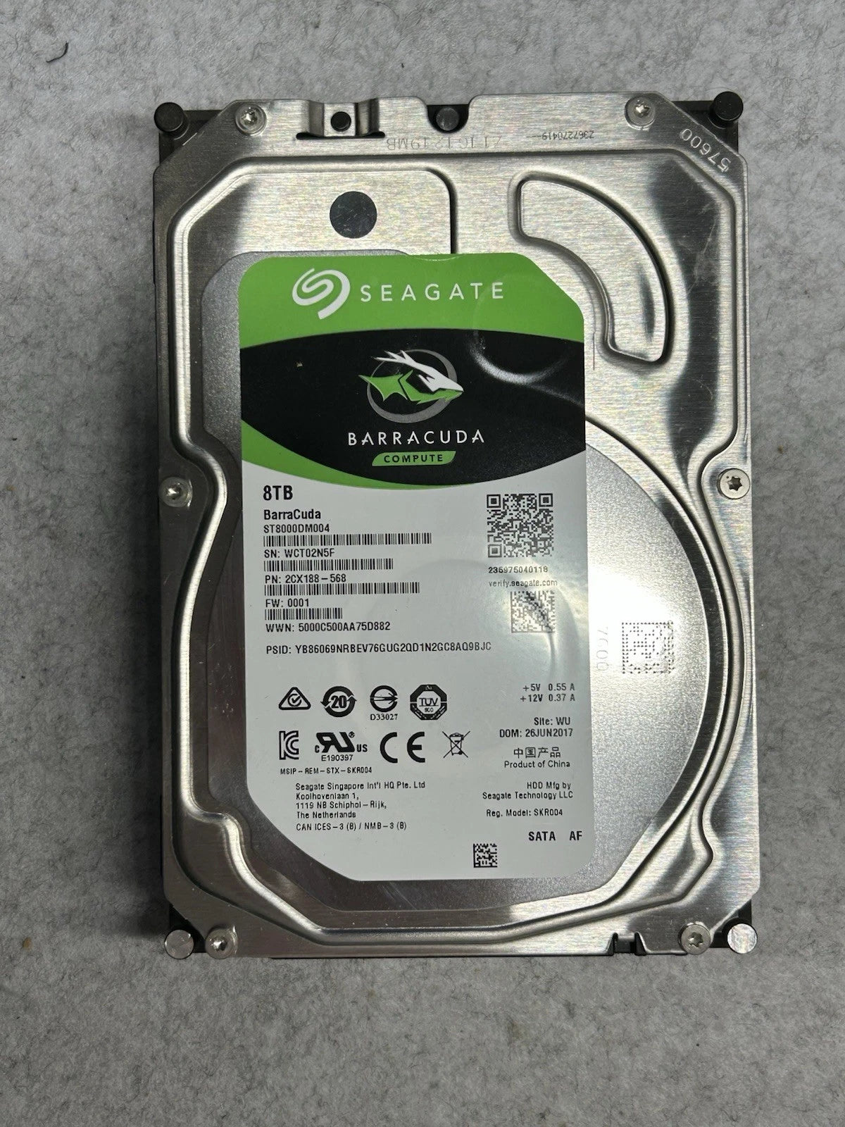 Seagate Barracuda ST8000DM004 8TB,Internal,5400 RPM,3.5 inch , 100% healthy