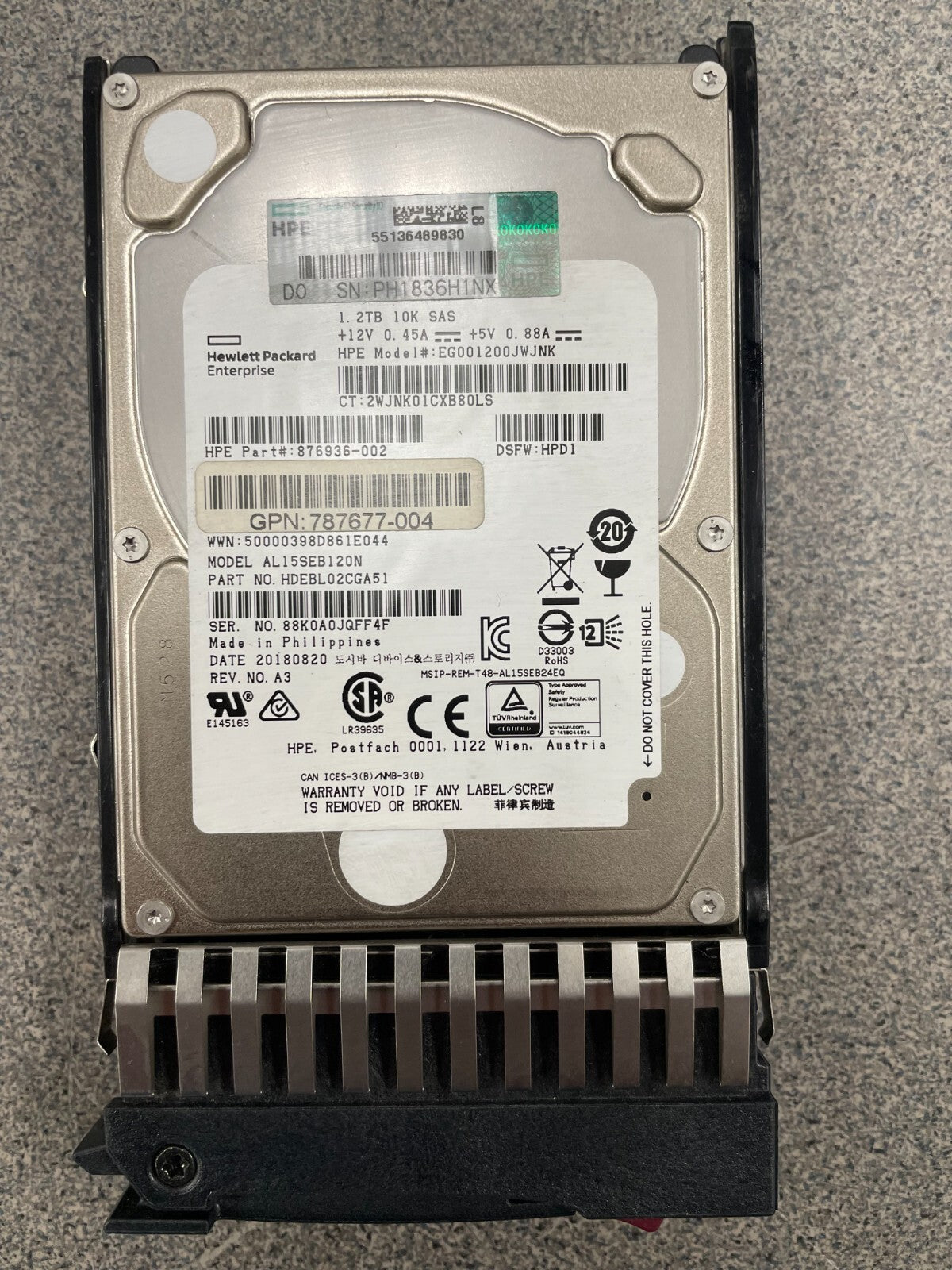 HPE J9F48A | 787648-001| MSA 1.2TB 12G SAS 10K SFF 2.5IN DP ENTERPRISE HD|233676460054