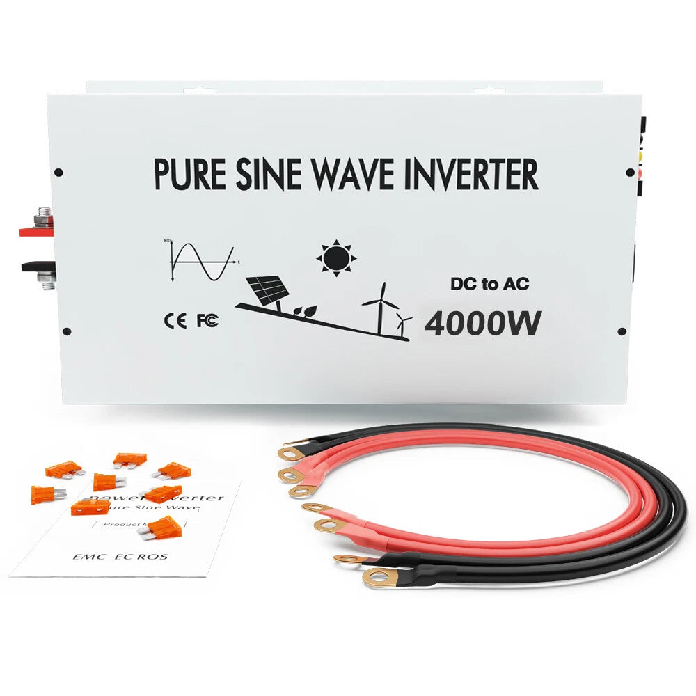 4000 W Pure Sine Wave Inverter 12V to 120V Power Home Solar System Generator Car|197922367484