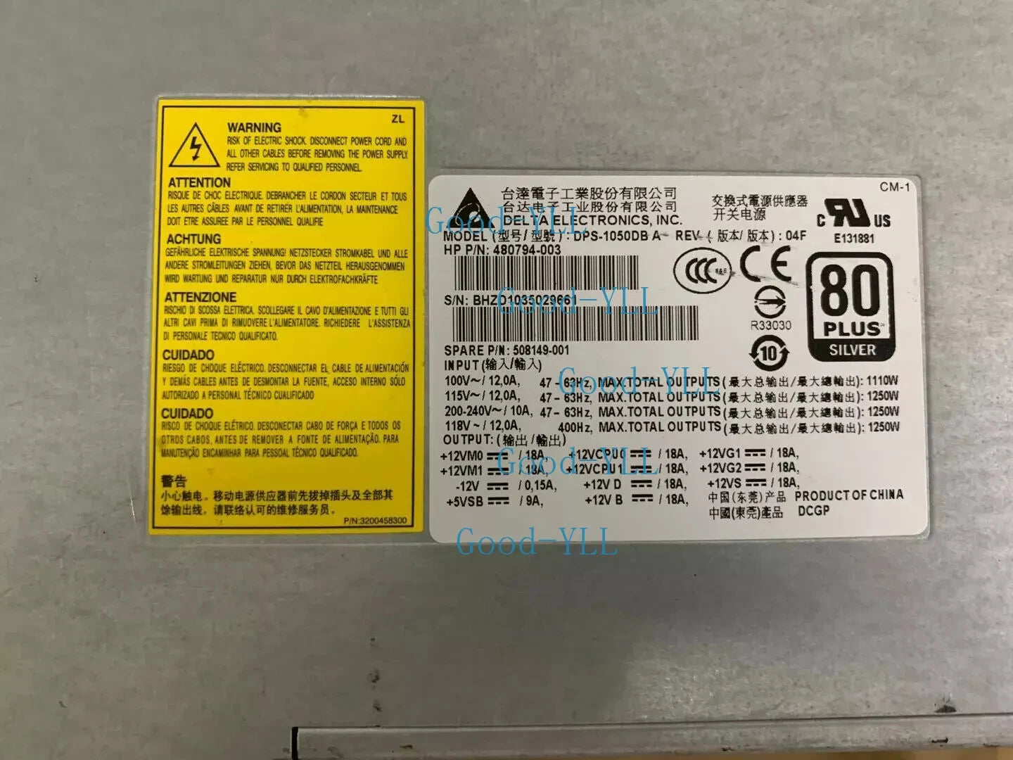 HP Z800 Power Supply 1250W 508149-001 480794-002 / 003 DPS-1050DB A|406147587636